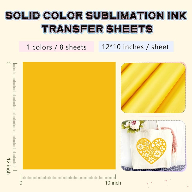 HTVSTD Yellow Sublimation Ink Transfer Sheets 8 Sheets 12inches * 10inches Sublimation Paper Transfer Sheets for Mugs Tumblers DIY Transfer Paper - Image 3